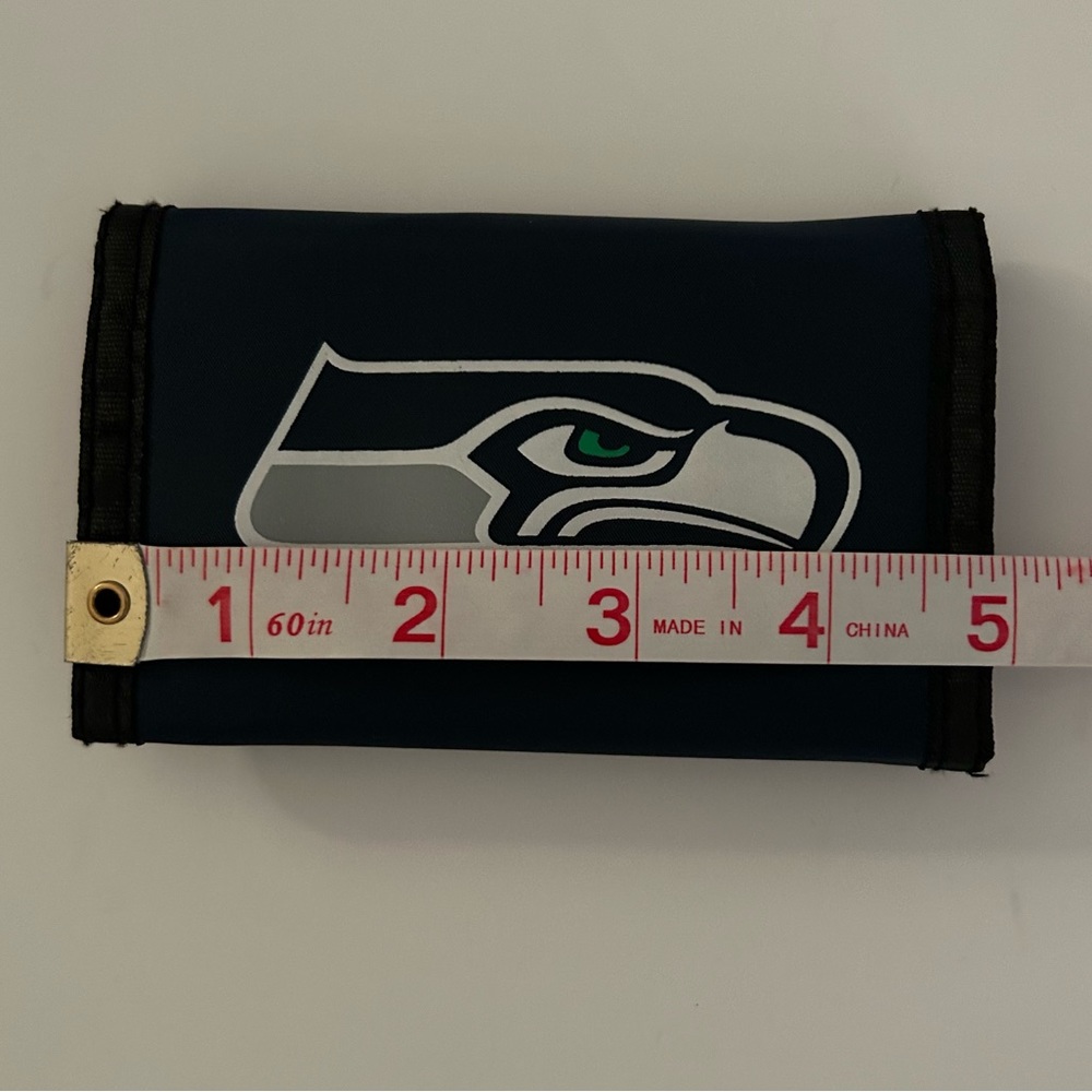 NFL Seattle Seahawks Small Navy Blue Black Nylon Trifold Wallet - Picture 2 of 7